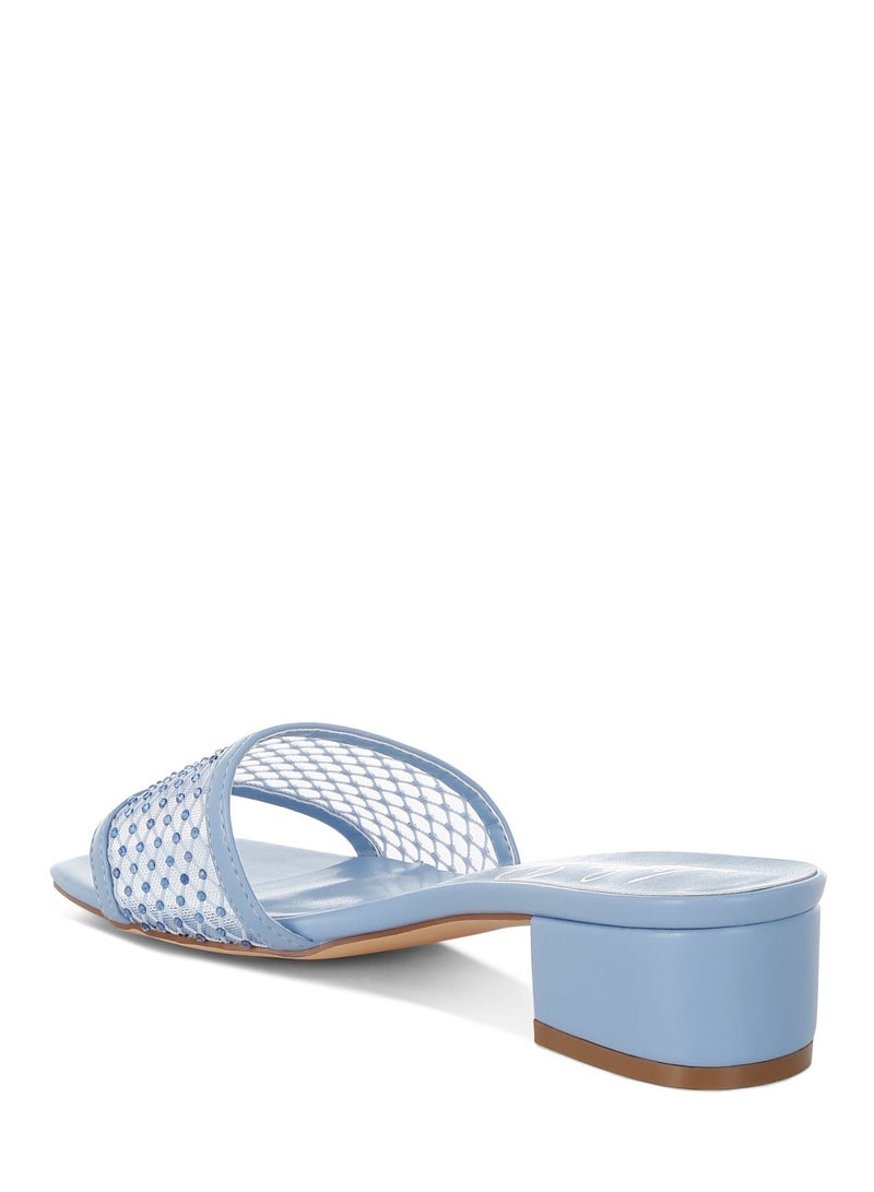 London Rag Women's Rhinestone Studded Slip-On Heels in Blue - Image 3