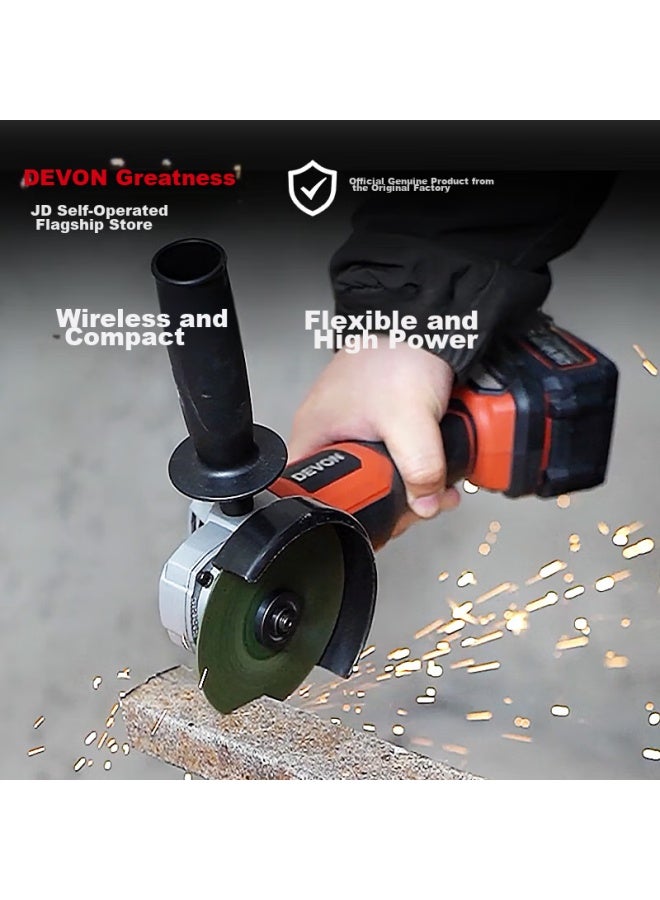 Devon 20v Brushless Cordless Angle Grinder 2903 Polishing Electric Grinding Polishing Metal Cutting 5.0ah Single Battery - Image 2