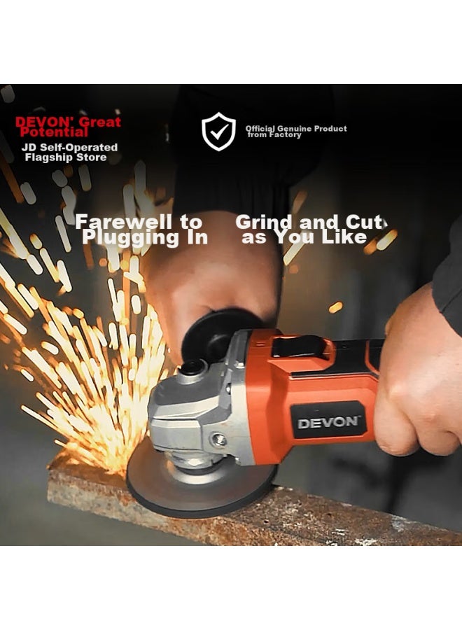 Devon 20v Brushless Cordless Angle Grinder 2903 Polishing Electric Grinding Polishing Metal Cutting 5.0ah Single Battery - Image 4