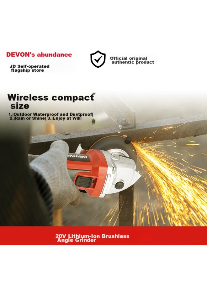 Devon 20v Brushless Cordless Angle Grinder 2903 Polishing Electric Grinding Polishing Metal Cutting 5.0ah Single Battery - Image 3