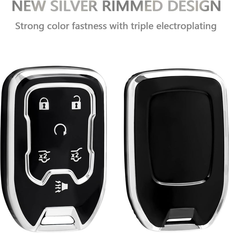 OFFCURVE Key Fob Cover for GMC Yukon/Yukon XL Terrain Acadia Sierra Soft TPU Key Fob Case for Chevy Chevrolet Suburban Tahoe Car Accessories Holder Remote Smart 6 Buttons Key Protector, Black - Image 4