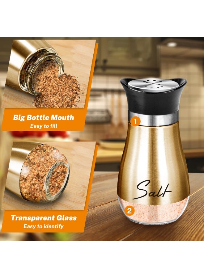 3-Piece Copper Salt and Pepper Shakers Set with Holder – 4oz Refillable Glass & Stainless Steel, Farmhouse Kitchen Table Decor, Copper - Image 3