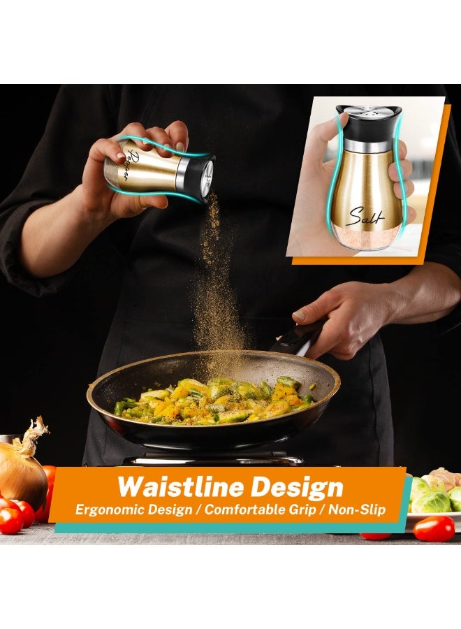 3-Piece Copper Salt and Pepper Shakers Set with Holder – 4oz Refillable Glass & Stainless Steel, Farmhouse Kitchen Table Decor, Copper - Image 5