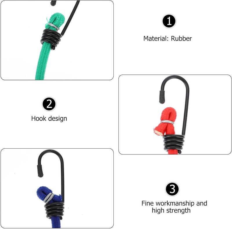 Ipetboom 10pcs Elastic Bungee Cord Straps with Hooks Car Cargo Binding Belts Motorcycle Luggage Fixing Straps for Travel and Outdoor Use Random Color - Image 2