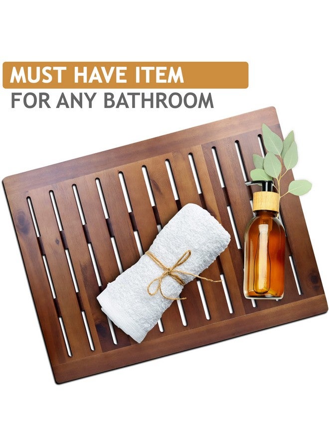 DEMIGO Acacia Wood Shower Mat 24x18 Inches by Demigo, Luxury Bath Mat Non Slip for Bathroom Bathtub Shower Spa Garden Home, Wooden Floor Mat Square Large for Outdoor and Indoor  - Image 4