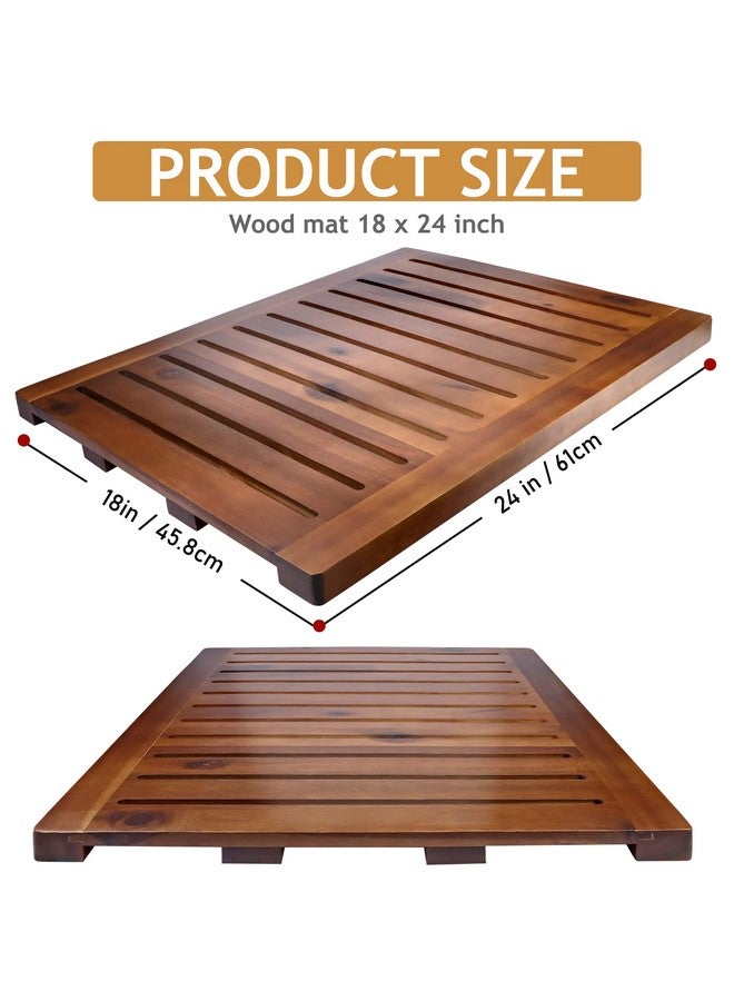 DEMIGO Acacia Wood Shower Mat 24x18 Inches by Demigo, Luxury Bath Mat Non Slip for Bathroom Bathtub Shower Spa Garden Home, Wooden Floor Mat Square Large for Outdoor and Indoor  - Image 2