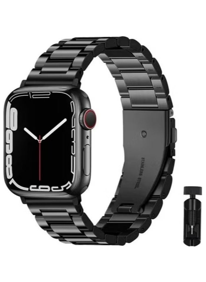 Compatible Apple Watch Straps 42mm 44mm 45mm 49mm, Stainless Steel iWatch Band with Case for Apple Watch Series 8/7/6/5/4/3/2/1/SE/SE2/Ultra - Image 1