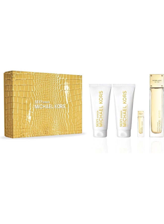 Michael Kors مجموعة هدايا مكونة من 4 قطع من عطر مايكل كورس أمبر ناتشورال أو دو بارفان للنساء