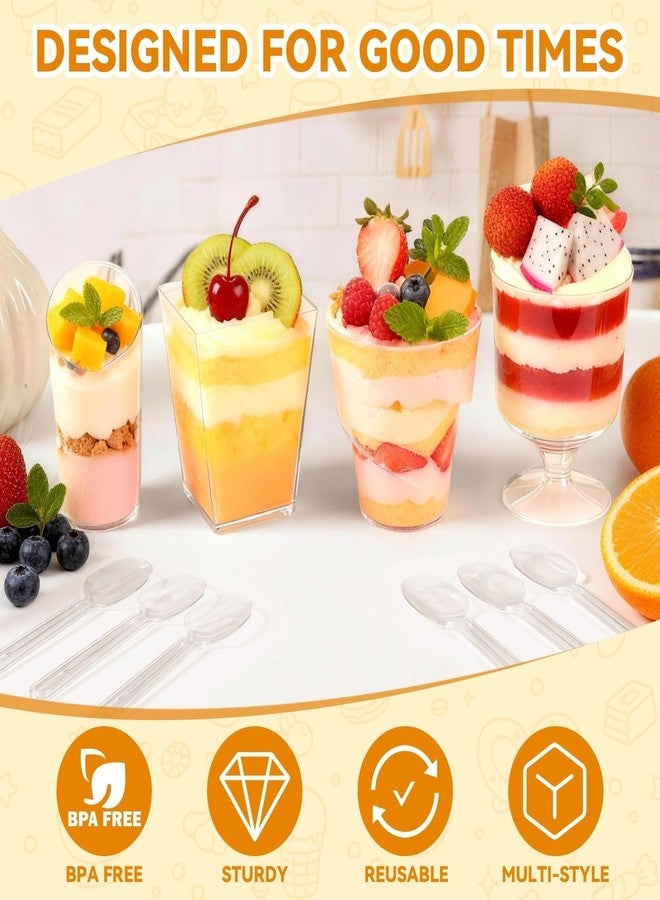 JPPSUJJ 400-Pack 5 oz Dessert Cups with Lids and Spoons, Clear Plastic Parfait & Yogurt Cups, Mini Shooter Cups for Parties, Ice Cream, Pudding, Fruit | Square Appetizer Containers - Image 3