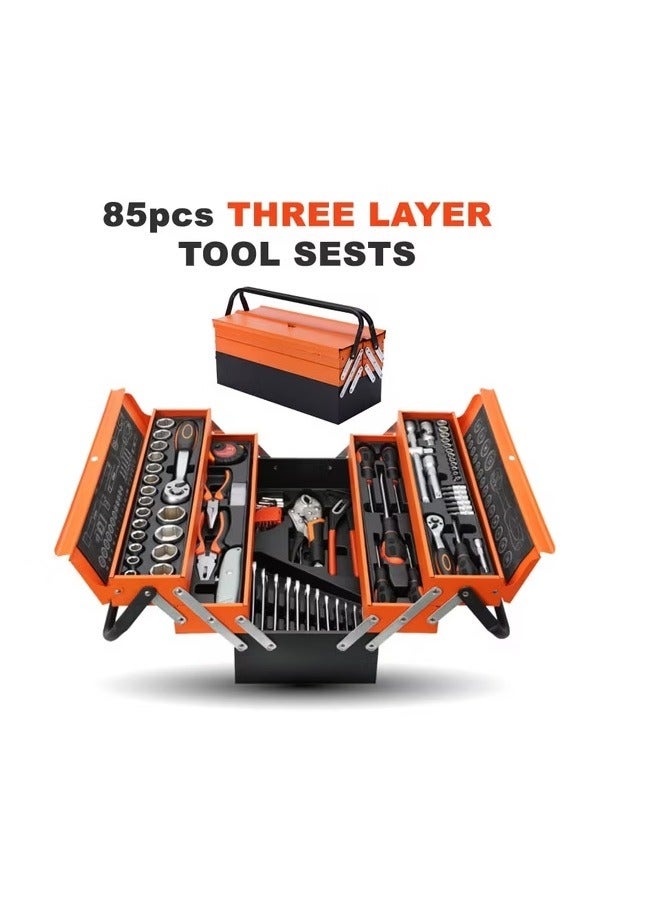 Generic 85 PCS 3 Layer Foldable Iron Box Toolbox  - Image 1