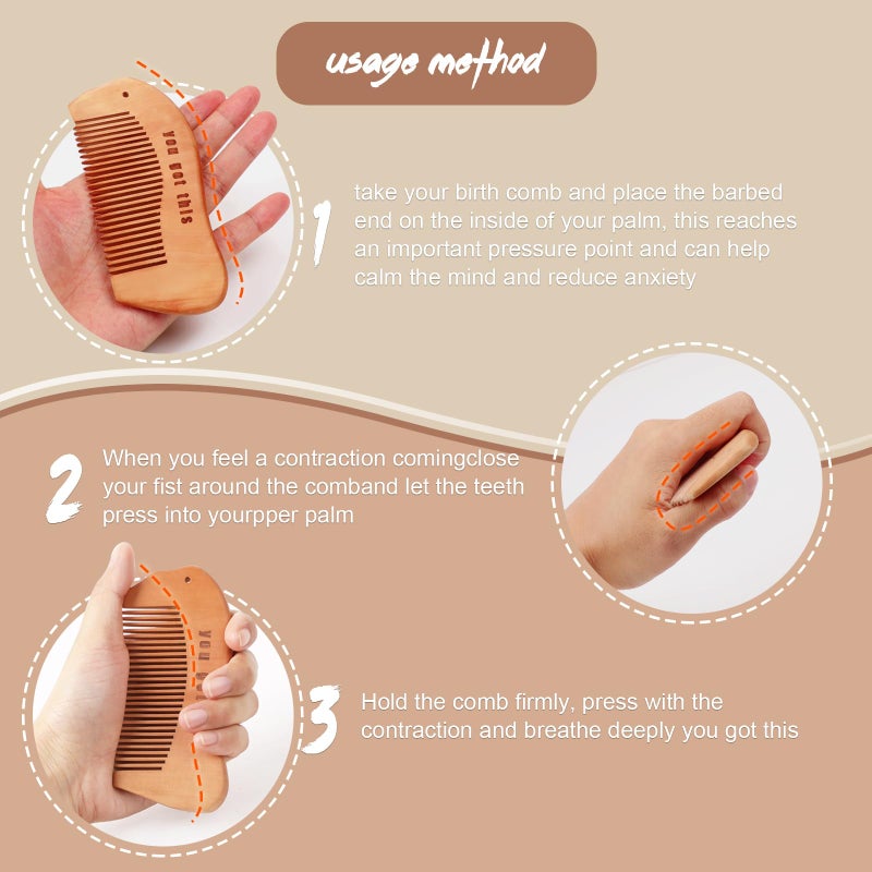 VZZNN Birthing Comb For Women Labor, Wood, Relief of Pregnancy Contractions and Pregnancy Pain (Designed By Moms For Moms) - Image 5