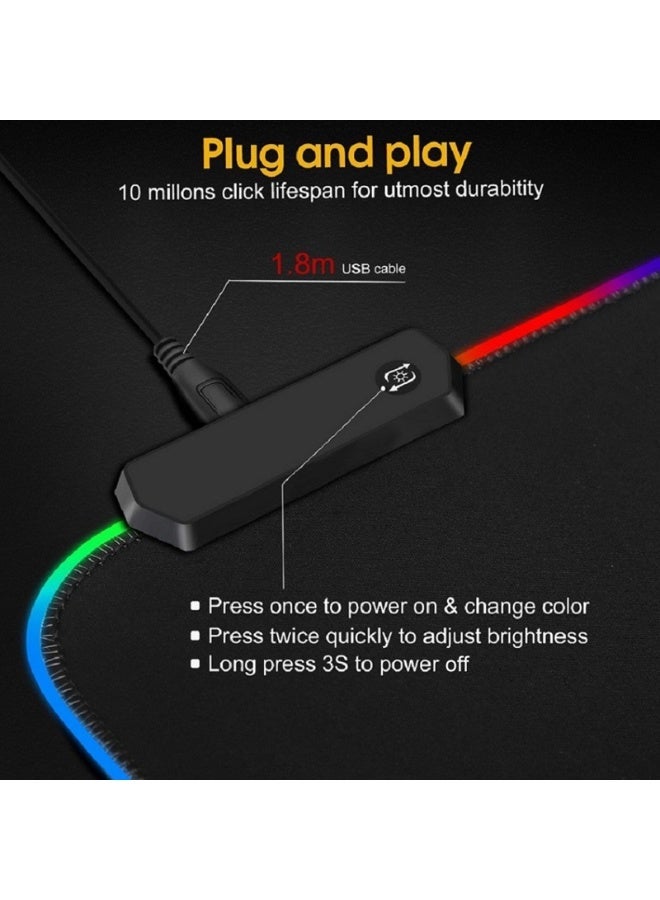 MOLEWHALE RGB Large Mouse Pad 900*400*3mm Size Gaming Mouse Pad Stitched Edges Waterproof Non-Slip Rubber Base Mousepad Great for Laptop Computer & PC - Image 5