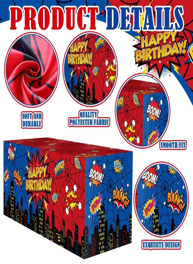 Feifeiya Spider Web Birthday Party Tablecloth Decorations Red Blue Hero Spider Themed Table Cover Reusable Table Cloth for Baby Shower Kids Boys Birthday Party Supplies, 72 x 30 x 30 Inch - Image 4