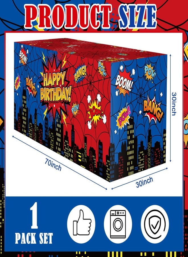 Feifeiya Spider Web Birthday Party Tablecloth Decorations Red Blue Hero Spider Themed Table Cover Reusable Table Cloth for Baby Shower Kids Boys Birthday Party Supplies, 72 x 30 x 30 Inch - Image 3