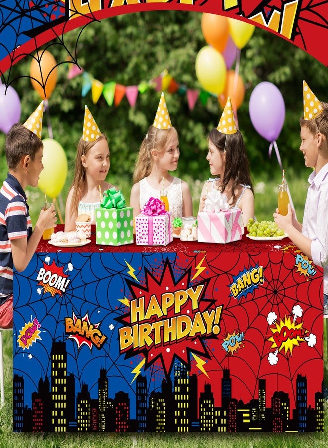 Feifeiya Spider Web Birthday Party Tablecloth Decorations Red Blue Hero Spider Themed Table Cover Reusable Table Cloth for Baby Shower Kids Boys Birthday Party Supplies, 72 x 30 x 30 Inch - Image 2