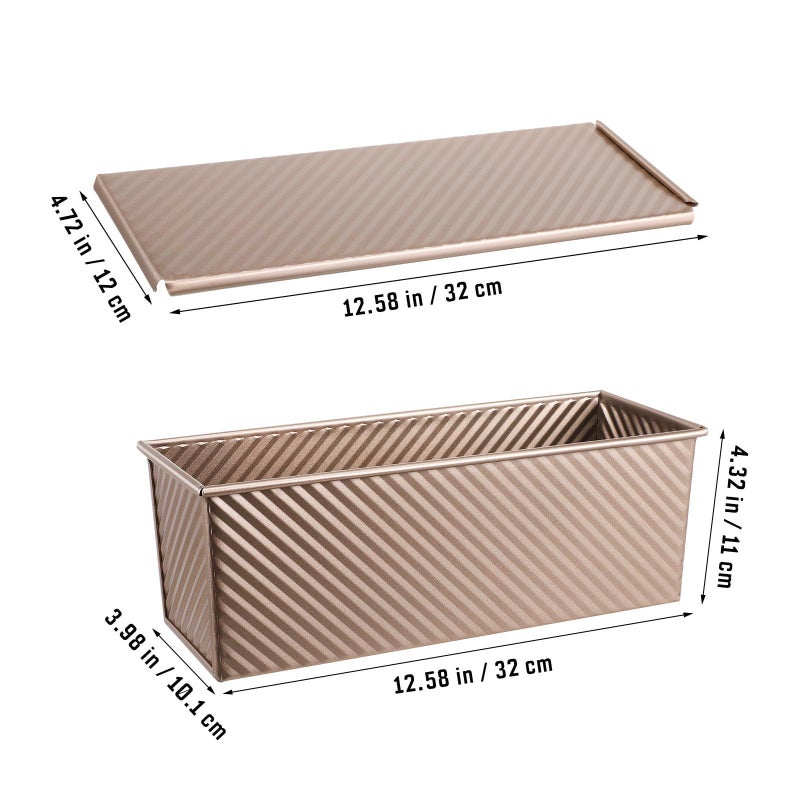 Gold Non Stick Loaf Pan With Lid 750g Capacity Corrugated Bread Mold For Homemade Toast Baking - Image 3