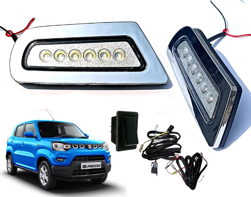 Auto Pearl Car Fog Lamp Light with Wiring Kit and Switch For -S Presso (Set of 2) - Image 1