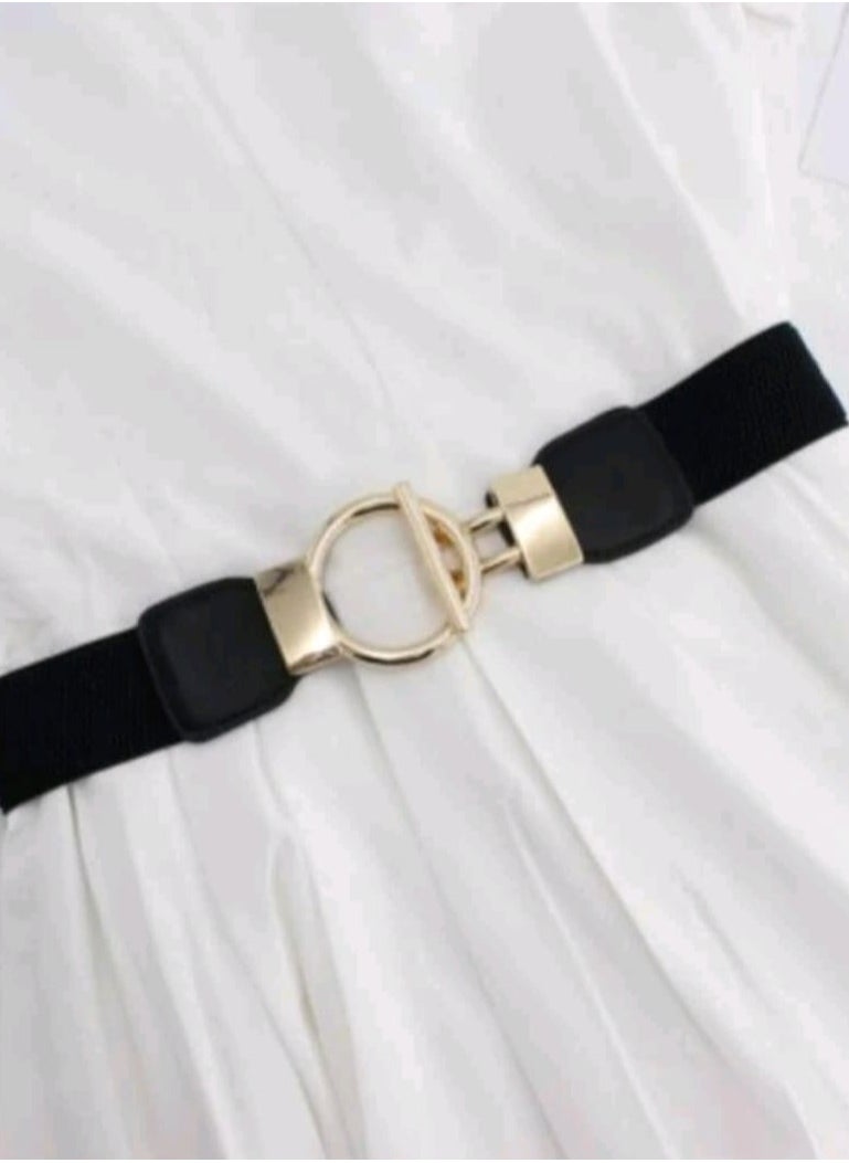 Shein - 1pc 4cm Wide Dress Waist Belt With Elastic & Buckle - Image 1