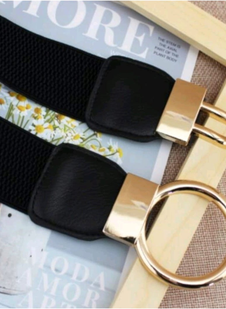 Shein - 1pc 4cm Wide Dress Waist Belt With Elastic & Buckle - Image 1