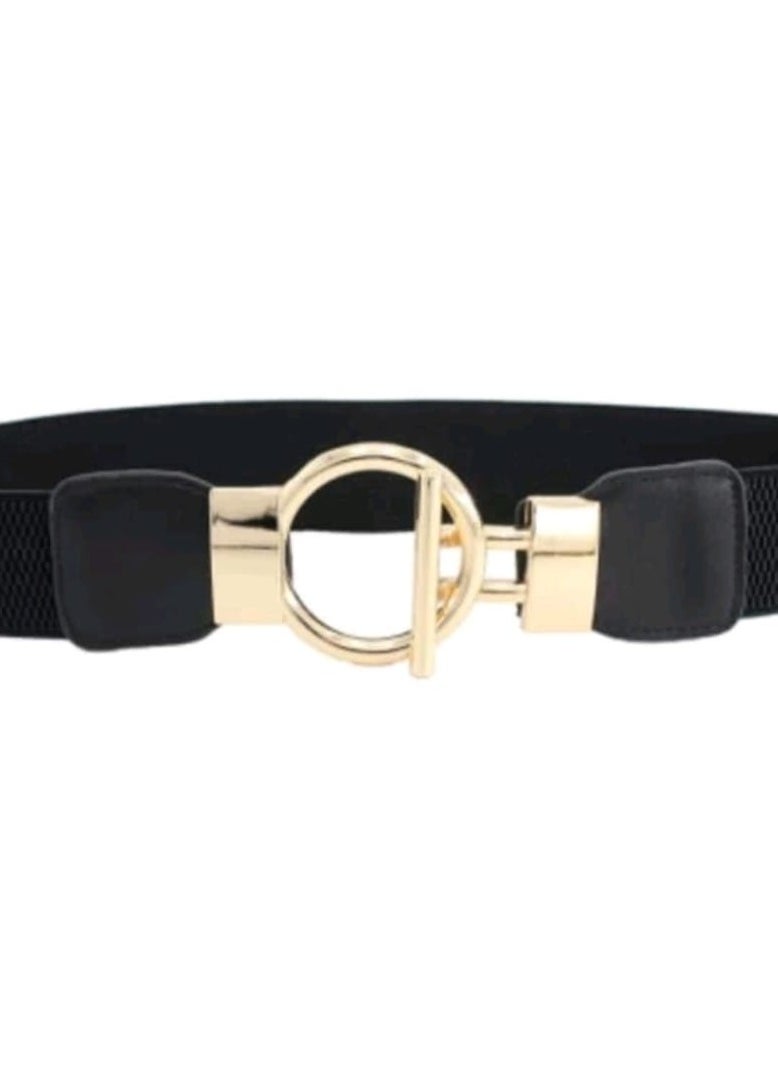Shein - 1pc 4cm Wide Dress Waist Belt With Elastic & Buckle - Image 1