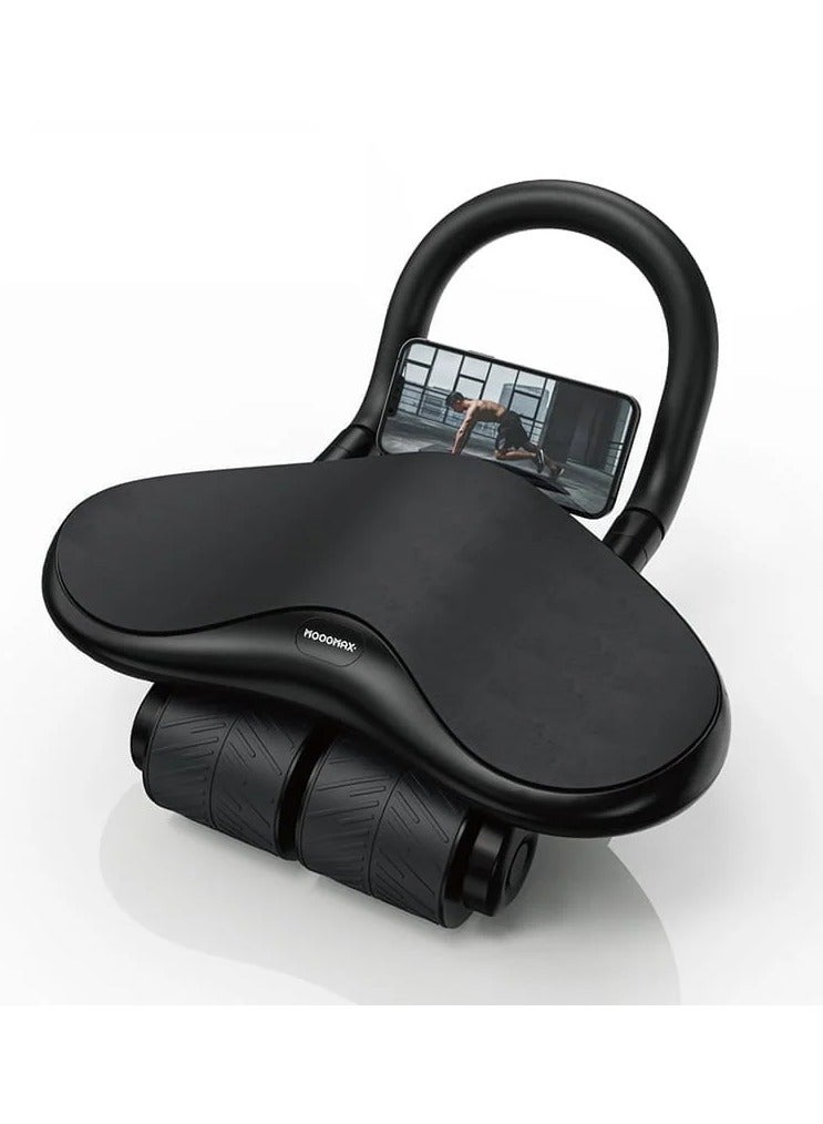 MOOG MAX An original abdominal exercise wheel with three strong and wide wheels with a carrying up to 500kg and a timer with a comfortable, flat and strong elbow brace and a phone holder - black from Moogmax - Image 1