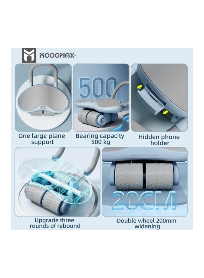 MOOG MAX An original abdominal exercise wheel with three strong and wide wheels with a carrying up to 500kg and a timer with a comfortable, flat and strong elbow brace and a phone holder - black from Moogmax - Image 2