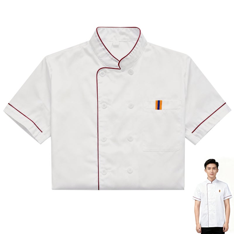 Unisex Short-sleeved Chef Catering Shirt for Bakery Hotel Restaurant - Size (White) - Image 3