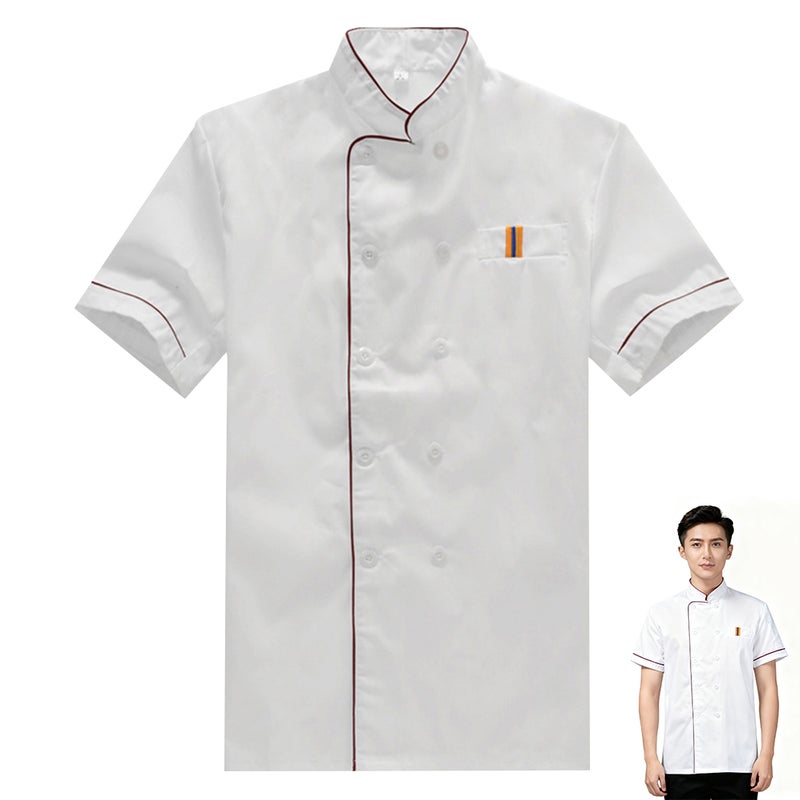 Unisex Short-sleeved Chef Catering Shirt for Bakery Hotel Restaurant - Size (White) - Image 1
