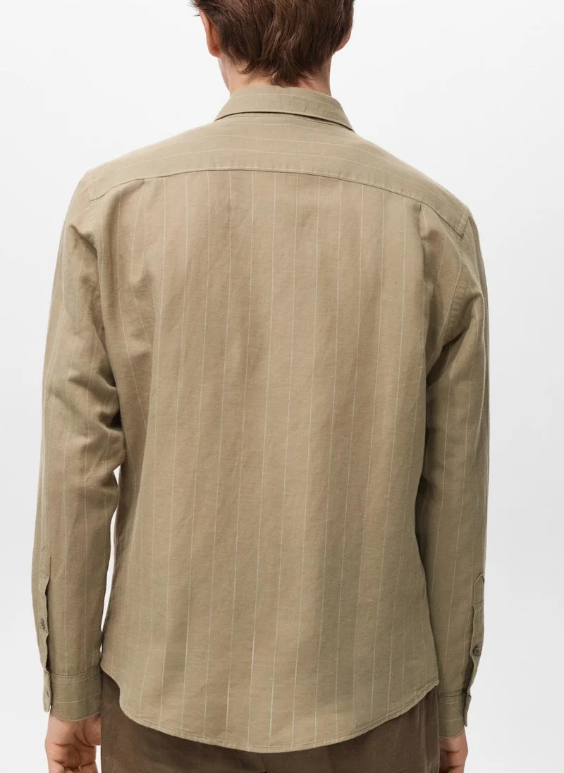 مانجو مان Linen Pinstripe  Shirt