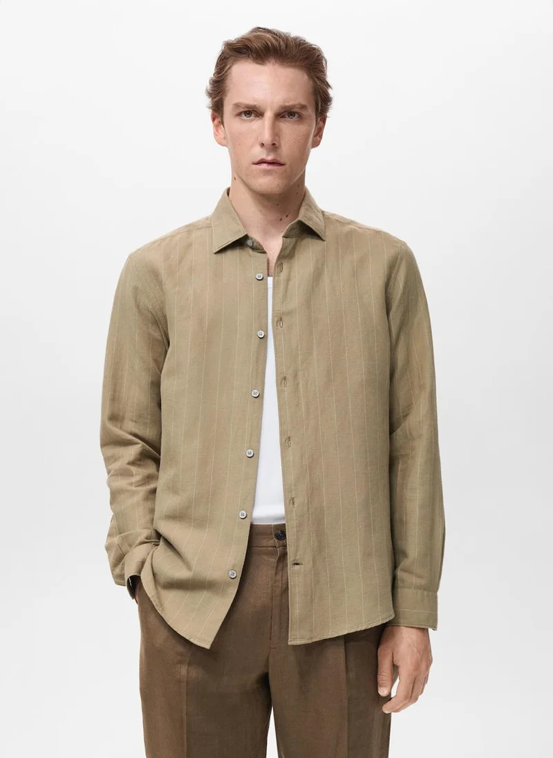 مانجو مان Linen Pinstripe  Shirt