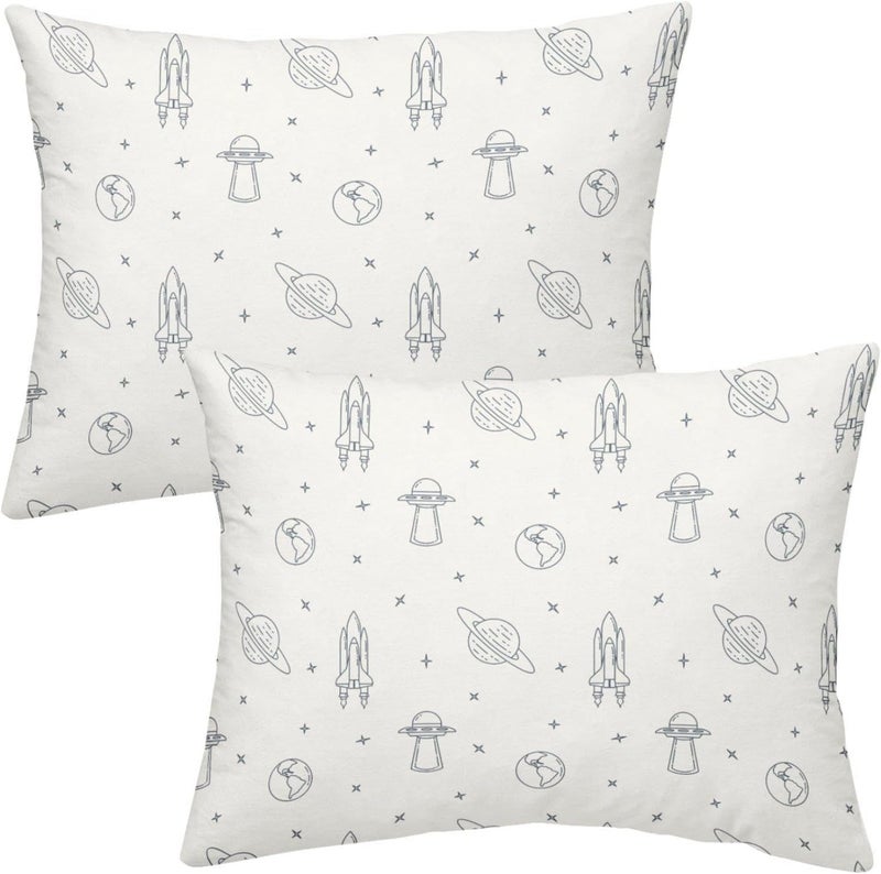MakeMake Organics Organic Toddler Pillowcase (Set of 2) GOTS Certified Organic Cotton Toddler Pillowcase 13x18 Pillows Boys Planets Rocket Outer Space Navy Blue (Astronaut, 14x19) - Image 1