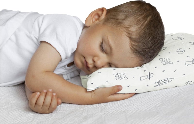 MakeMake Organics Organic Toddler Pillowcase (Set of 2) GOTS Certified Organic Cotton Toddler Pillowcase 13x18 Pillows Boys Planets Rocket Outer Space Navy Blue (Astronaut, 14x19) - Image 2