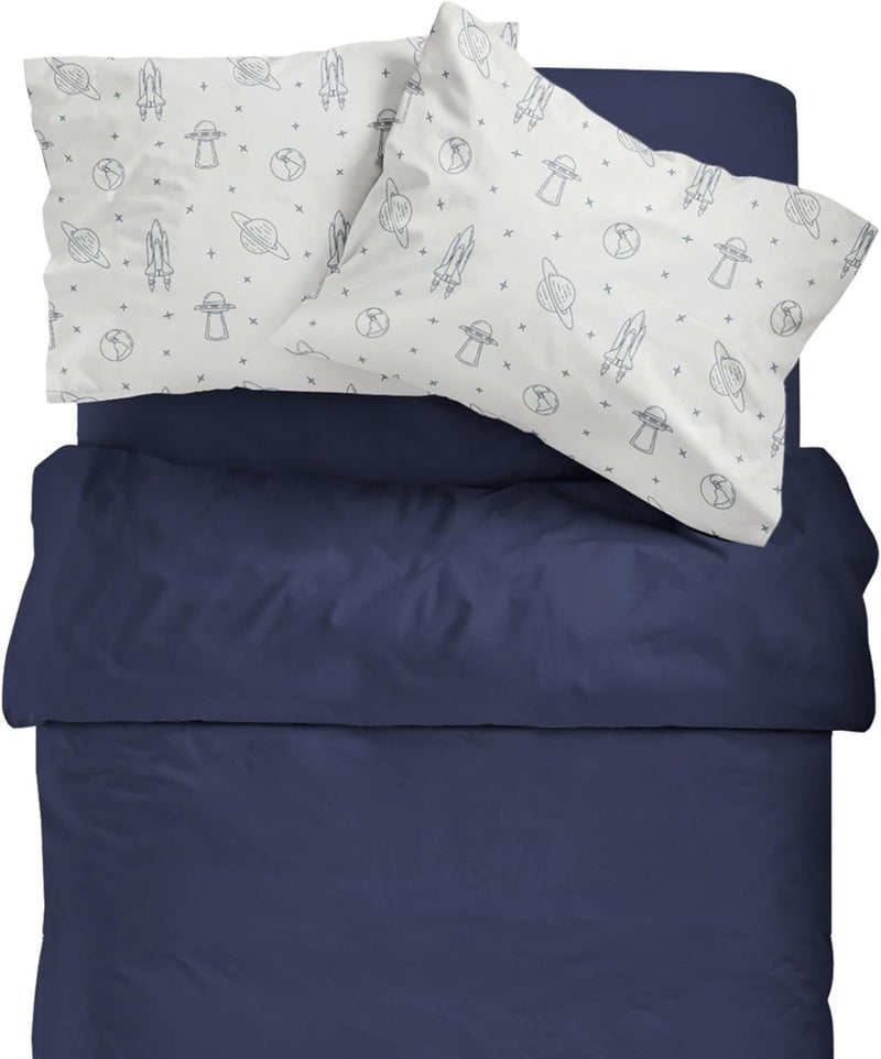 MakeMake Organics Organic Toddler Pillowcase (Set of 2) GOTS Certified Organic Cotton Toddler Pillowcase 13x18 Pillows Boys Planets Rocket Outer Space Navy Blue (Astronaut, 14x19) - Image 5