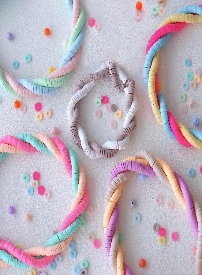 HERZWILD 5000Pcs Clay Beads for Bracelets Making 14 Strands Polymer Clay Beads Disc Flat Heishi Beads Round Colorful Handmade Spacer Beads for Jewelry Making DIY Friendship Bracelet Necklace Earrings - Image 4