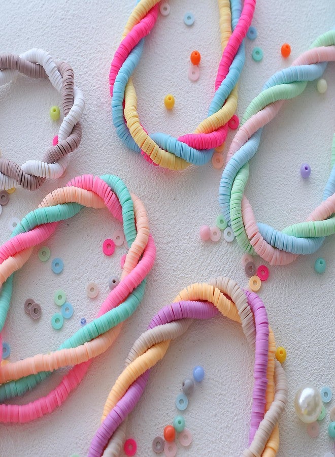 HERZWILD 5000Pcs Clay Beads for Bracelets Making 14 Strands Polymer Clay Beads Disc Flat Heishi Beads Round Colorful Handmade Spacer Beads for Jewelry Making DIY Friendship Bracelet Necklace Earrings - Image 5