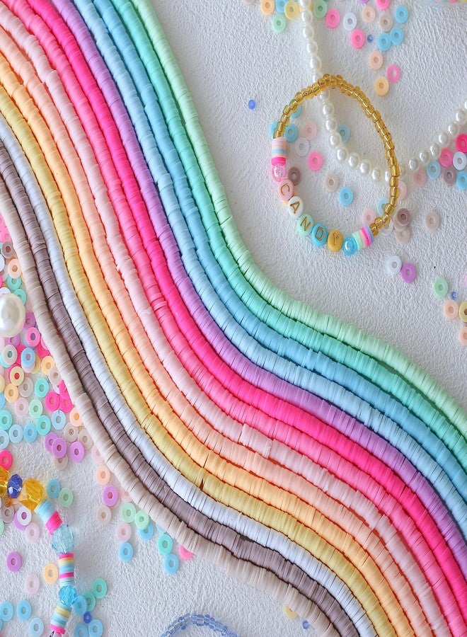 HERZWILD 5000Pcs Clay Beads for Bracelets Making 14 Strands Polymer Clay Beads Disc Flat Heishi Beads Round Colorful Handmade Spacer Beads for Jewelry Making DIY Friendship Bracelet Necklace Earrings - Image 1