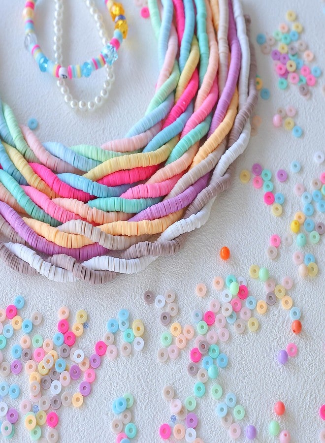 HERZWILD 5000Pcs Clay Beads for Bracelets Making 14 Strands Polymer Clay Beads Disc Flat Heishi Beads Round Colorful Handmade Spacer Beads for Jewelry Making DIY Friendship Bracelet Necklace Earrings - Image 3