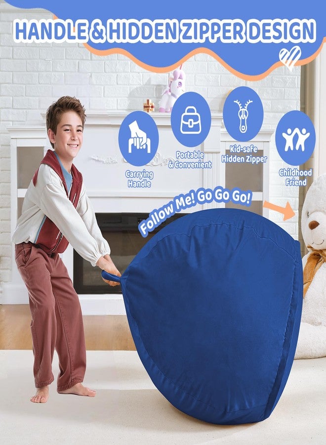 SIMFLAG كرسي بين باج من سيمفلاج بطول قدمين، كراسي بين باج مريحة محشوة برغوة الذاكرة، أريكة بين باج ناعمة بغطاء مخملي هولندي، كراسي بين باج على شكل دمعة لغرفة المعيشة وغرفة اللعب - رمادي فاتح - Image 4