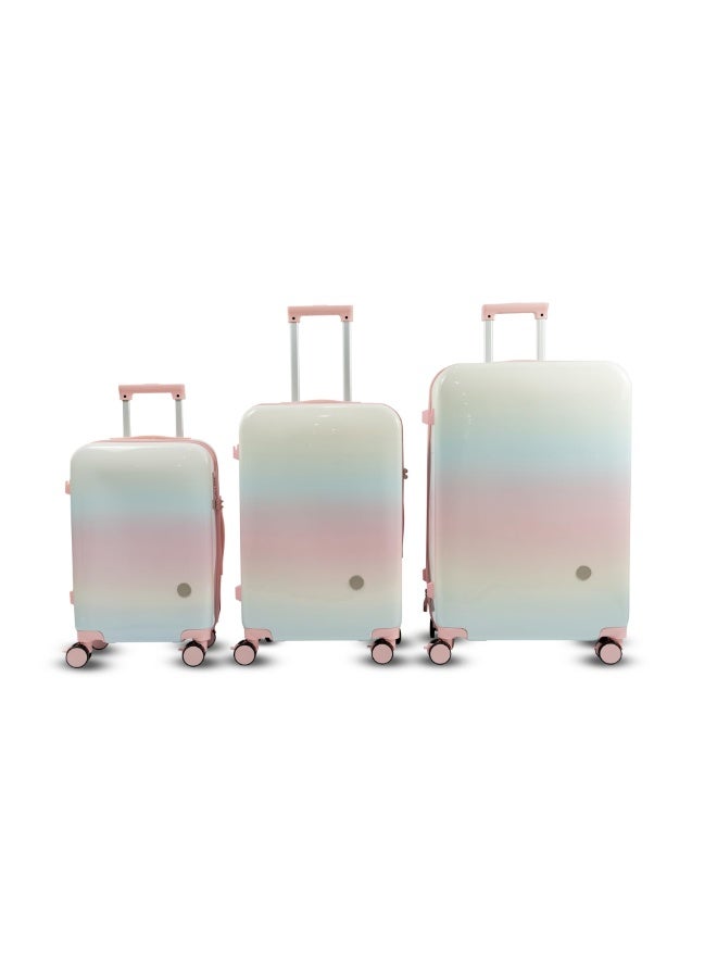 3-Piece Luggage Set – Durable PC ABS Hardshell Suitcases with 4-Wheel Spinner, and Lightweight Design (20", 24", 28") – Pink  - Image 1