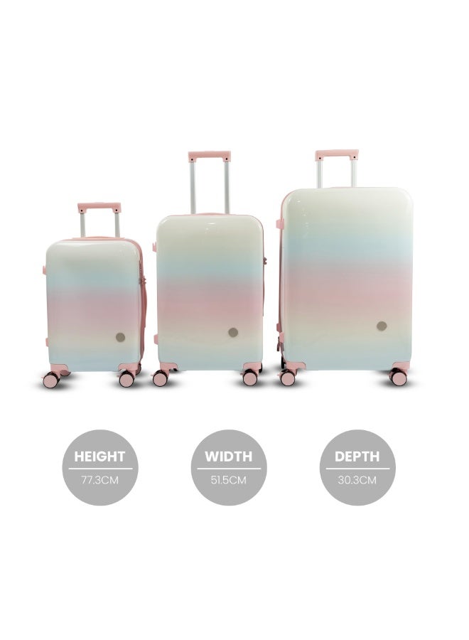 3-Piece Luggage Set – Durable PC ABS Hardshell Suitcases with 4-Wheel Spinner, and Lightweight Design (20", 24", 28") – Pink  - Image 3