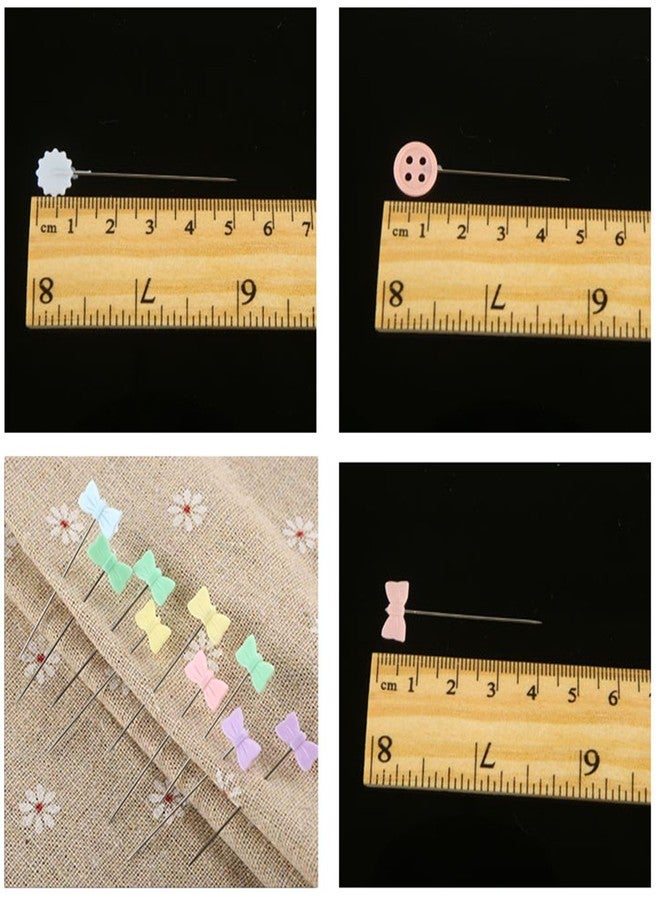 LNKA 500pcs Sewing Quilting Pins Flower Pin Flat Button Ribbon Head Pins Boxed for DIY(Assorted Colors) with 1pcs Pincushion - Image 5