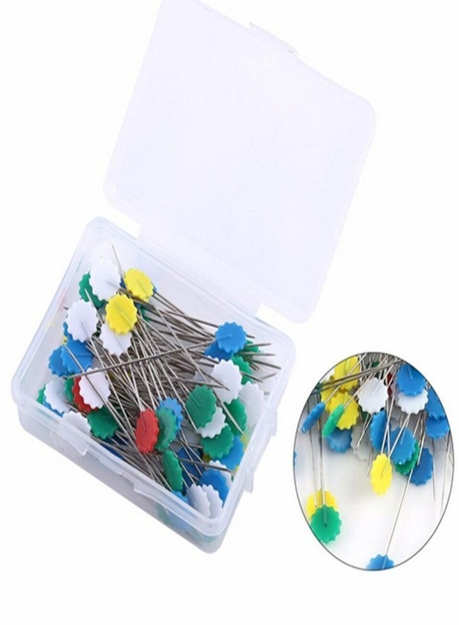 LNKA 500pcs Sewing Quilting Pins Flower Pin Flat Button Ribbon Head Pins Boxed for DIY(Assorted Colors) with 1pcs Pincushion - Image 2