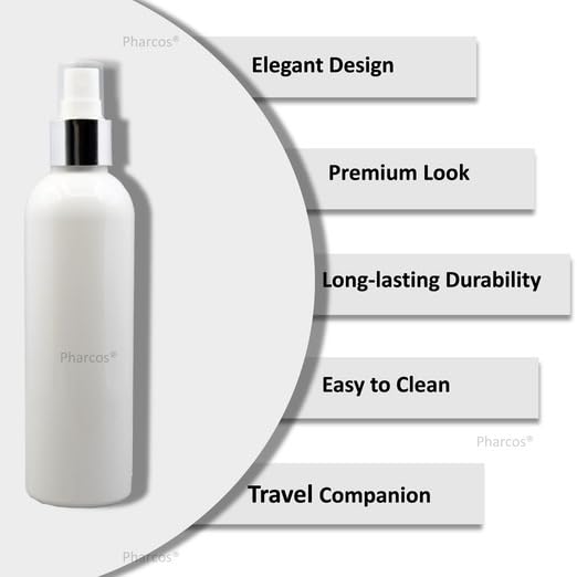Pharcos 200Ml Milky White Plastic Bottle With Silver Metallic Collar White Mist Sprayer Unbreakable LeakProof Refillable Containers For Home Office Car And Cleaning Oils Sanitizers Pack Of 4 - Image 2