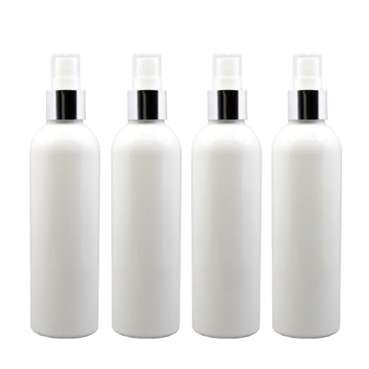 Pharcos 200Ml Milky White Plastic Bottle With Silver Metallic Collar White Mist Sprayer Unbreakable LeakProof Refillable Containers For Home Office Car And Cleaning Oils Sanitizers Pack Of 4 - Image 1