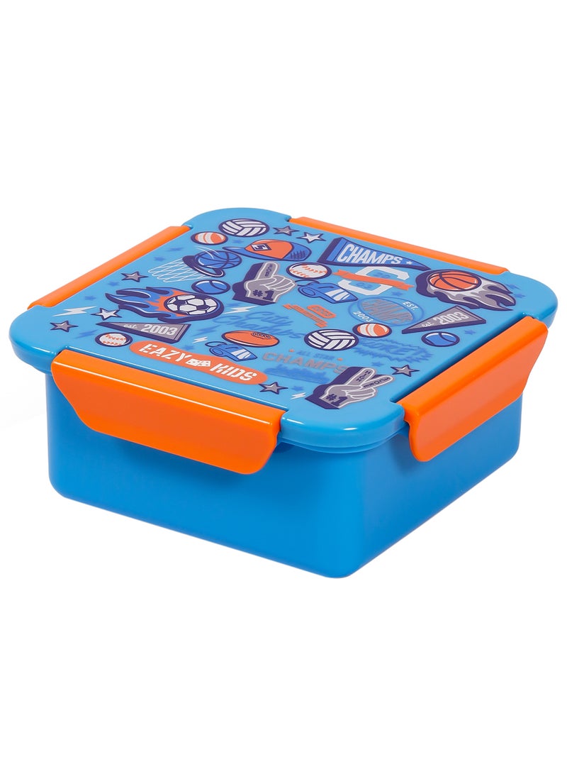 Eazy Kids Kids Lunch Box With BPA And Phthalates Free Material, Soccer - Blue, 650Ml - Image 1