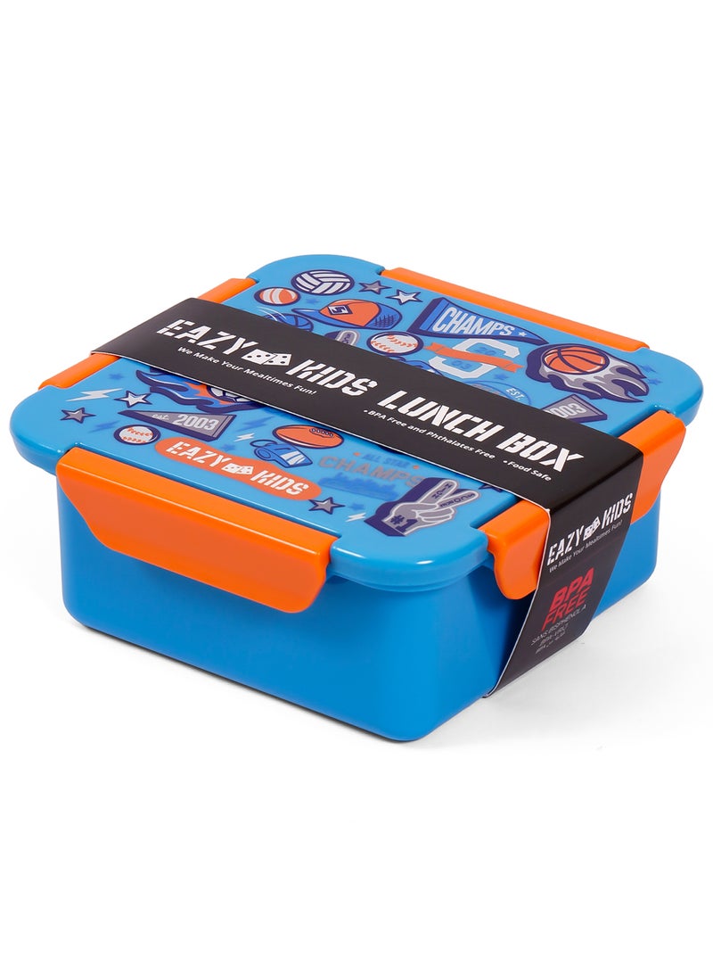 Eazy Kids Kids Lunch Box With BPA And Phthalates Free Material, Soccer - Blue, 650Ml - Image 2