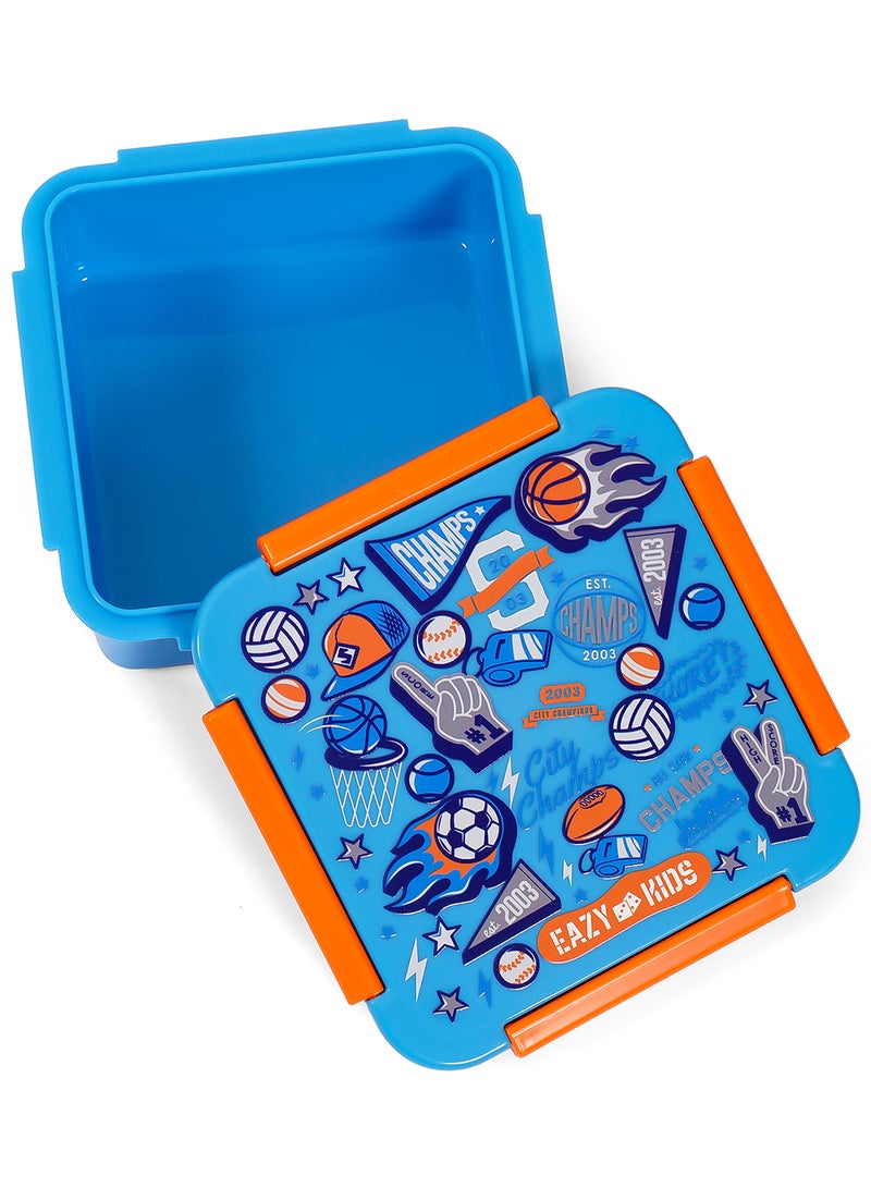 Eazy Kids Kids Lunch Box With BPA And Phthalates Free Material, Soccer - Blue, 650Ml - Image 4