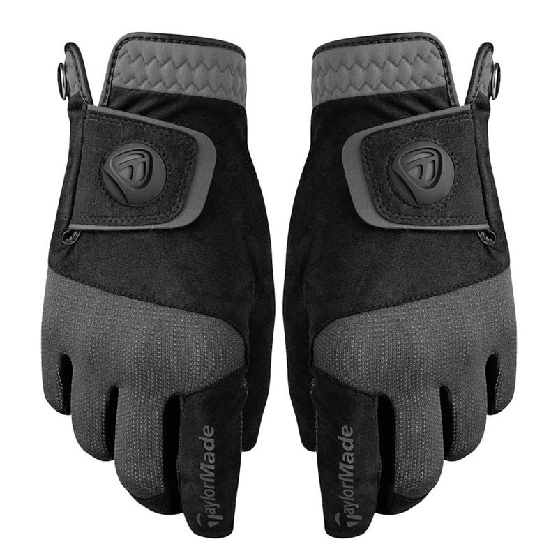 TaylorMade Golf RAIN CONTROL GLOVE (BLACK/GRAY, LARGE), BLACK/GRAY(LARGE, PAIR)