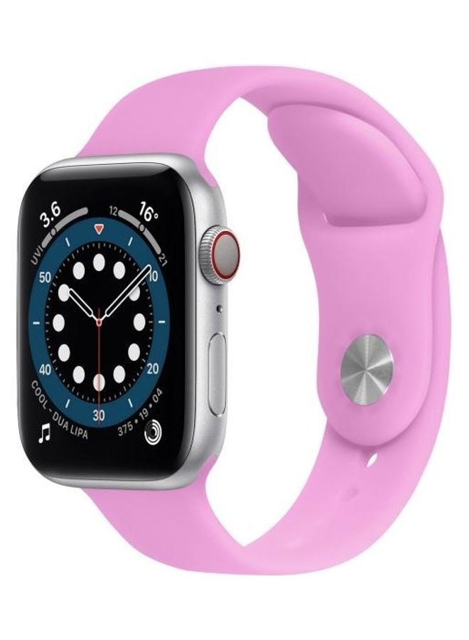 NIBEMINENT Discoloration In Sun Silicone Replacement Watchband For Apple Watch Series 7/6/5/4/3/2/1/SE 41/40/38mm Pink/Purple - Image 3