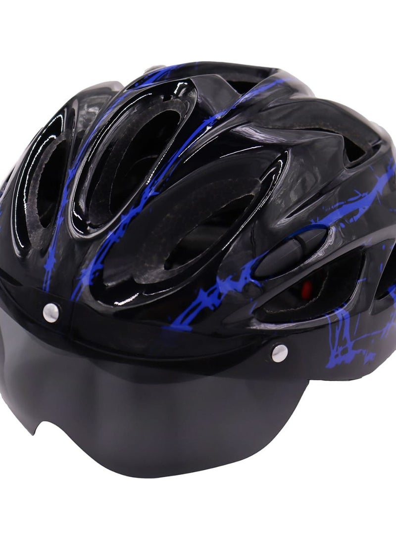 Generic Bicycle helmet, mountain bike, scooter, youth roller skating helmet, breathable safety helmet, men's and women's cycling equipment - (black and blue)